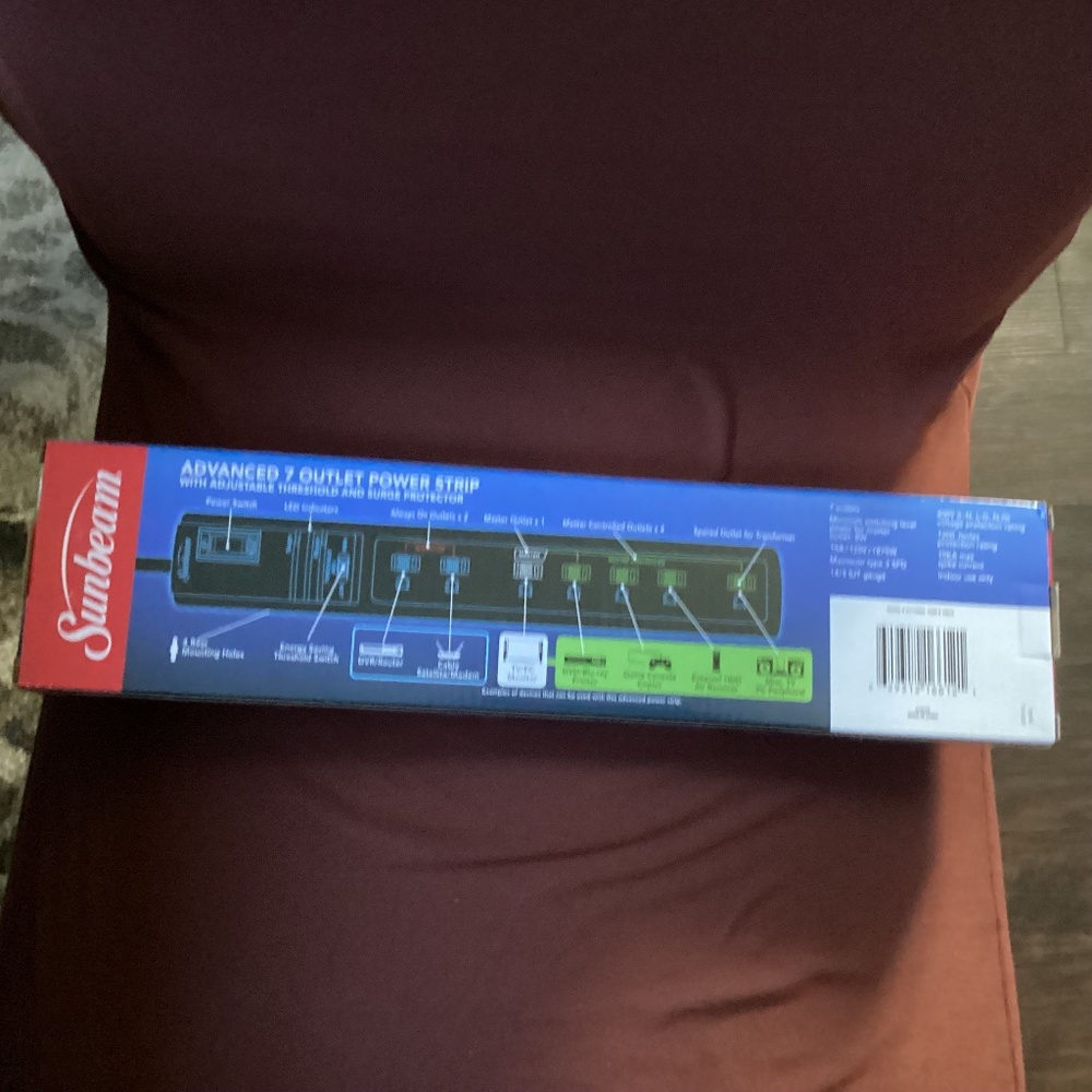 Sunbeam Advanced 7 Outlet Power Strip New in box